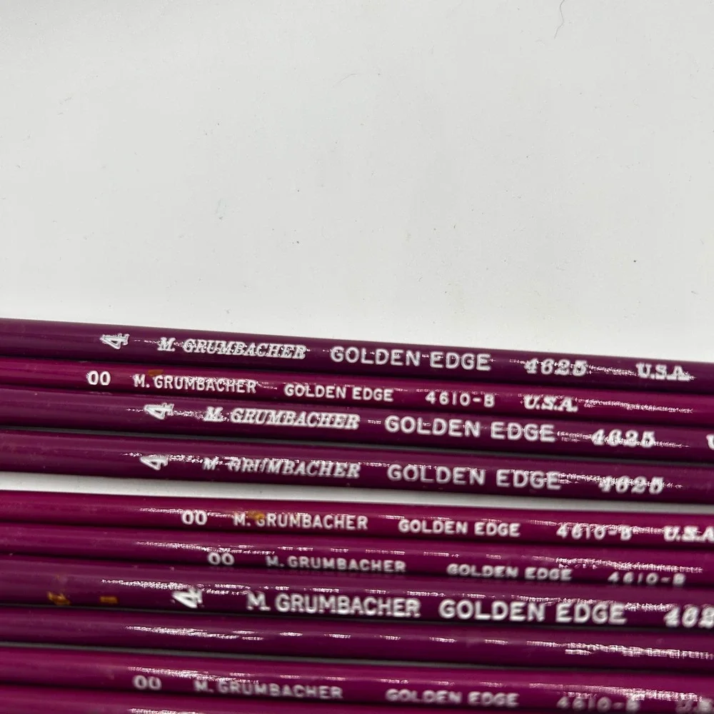M. Grumbacher Golden Edge Paint Brush Set 15pc Round Liner 4 00 Purple Excellent